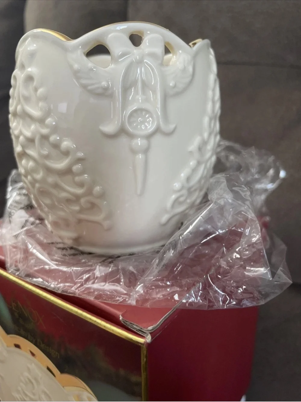 Lenox MERRY LIGHTS Tree Votive Candle Holder + Tea Light Candle Christmas - NOB!